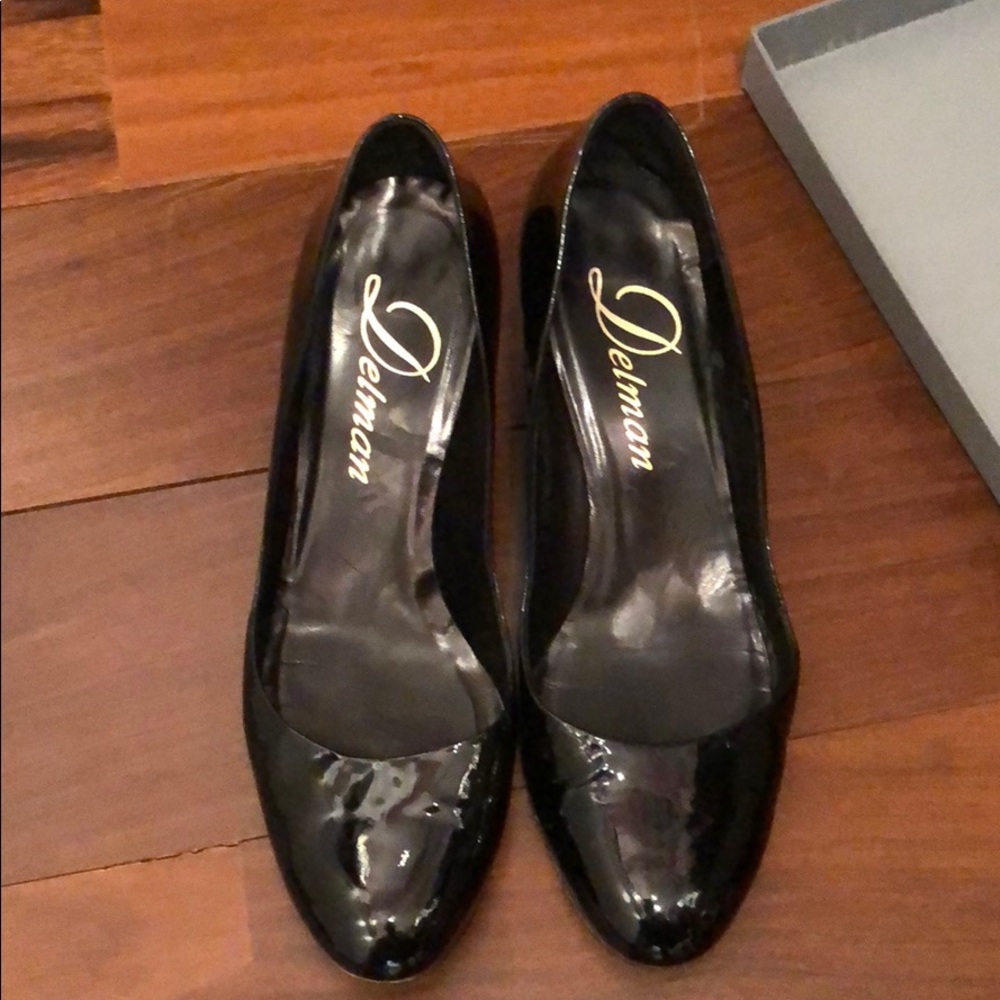 Black patent leather heels